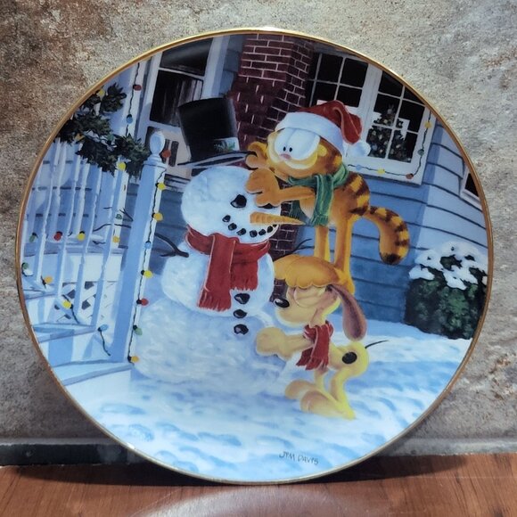 Danbury Mint Decorative Plate Garfields Christmas The Finishing Touch 1978  Jim - Picture 1 of 11